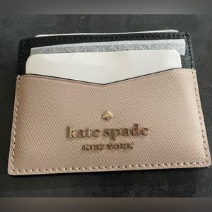 Kate spade slim card holder in warm beige